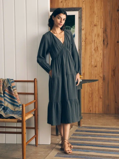 Faherty Dream Cotton Gauze Sirene Dress In Washed Black