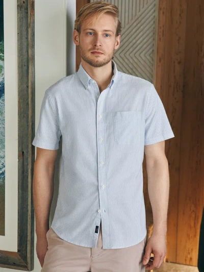 Faherty Short-sleeve Supima Oxford Shirt In Classic Stripe