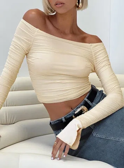 Princess Polly Lower Impact Moreno Off The Shoulder Top In Neutral