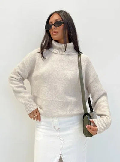 Princess Polly Lower Impact Oswin Turtleneck Sweater In Oatmeal