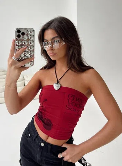 Princess Polly Cherry Sip Tube Top In Red