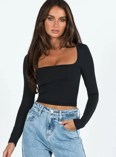 Princess Polly Soft Fit Back In Time Long Sleeve Top In Black