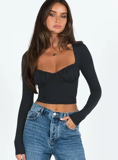 Princess Polly Soft Fit Candyce Long Sleeve Top In Black
