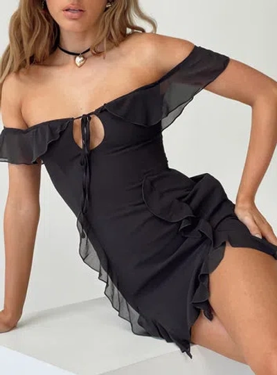 Princess Polly Molins Off The Shoulder Mini Dress In Black