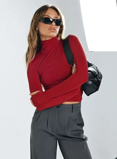 Princess Polly Soft Fit Elysium Long Sleeve Turtleneck Top In Red