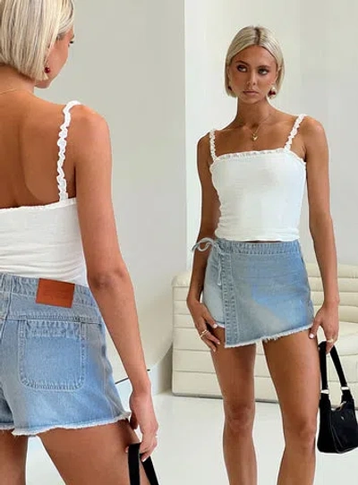 Pp Dnm Bowden Skort In Light Wash Denim