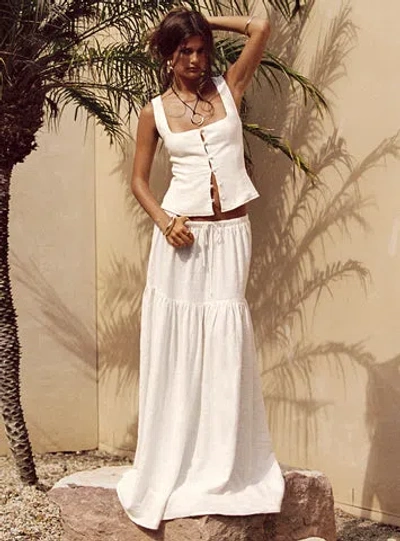 Princess Polly Lower Impact Tearose Linen Blend Maxi Skirt In White