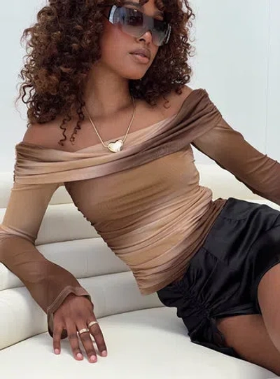 Princess Polly Lotta Off The Shoulder Top In Brown