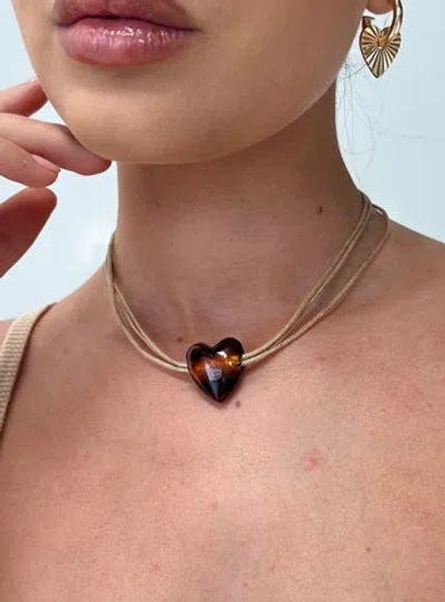 Princess Polly Luner Necklace In Brown