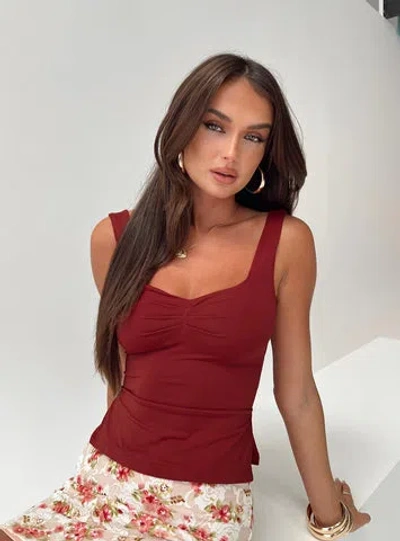 Princess Polly Soft Fit Rehna Top In Burgundy