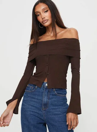 Princess Polly Parveen Off The Shoulder Top In Brown