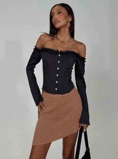 Princess Polly Bronwen Asymmetrical Mini Skirt In Brown