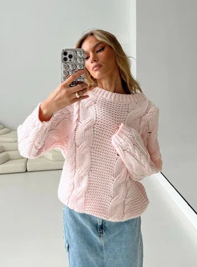 Princess Polly Ellison Cable Knit Sweater In Blush Pink