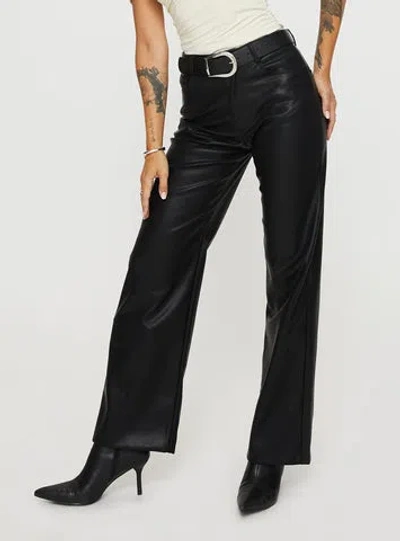 Princess Polly Dempsey Faux Leather Pants In Black