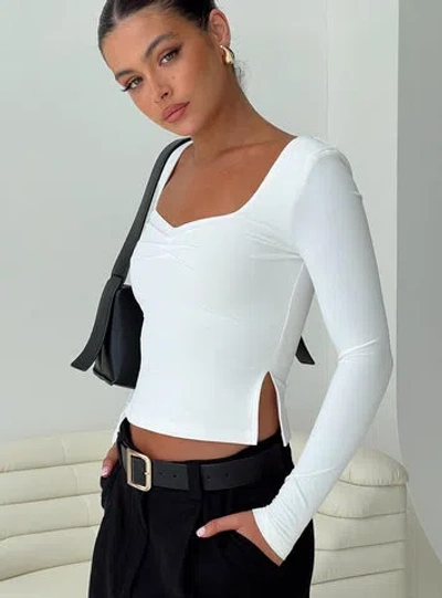 Princess Polly Lower Impact Rehna Long Sleeve Top In White