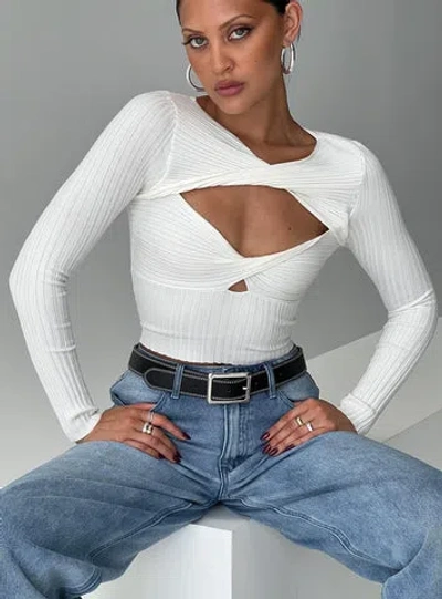 Princess Polly Stanzler Twist Long Sleeve Top In White