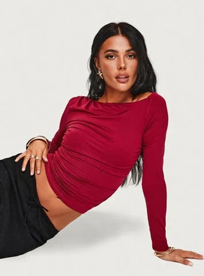 Princess Polly Lower Impact Spiller Off The Shoulder Top In Burgundy