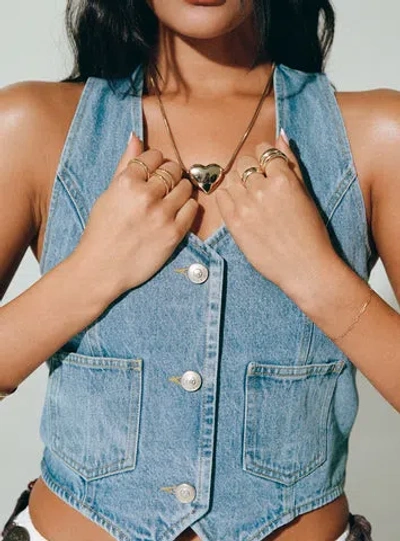 Princess Polly Thayer Denim Vest Top In Mid Blue