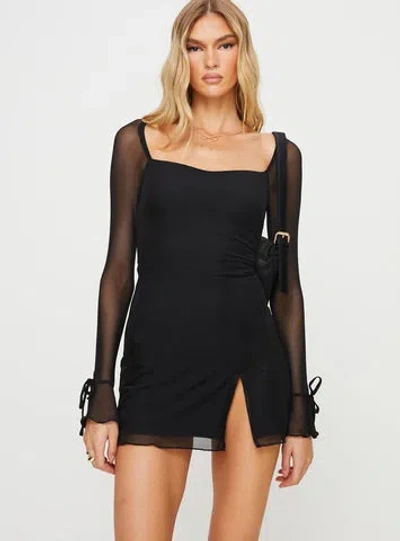 Princess Polly Lower Impact Cawley Long Sleeve Mini Dress In Black