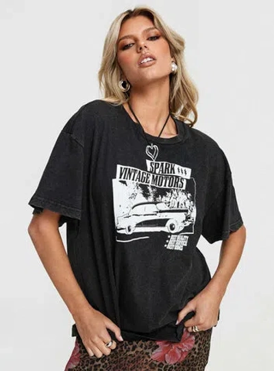 Princess Polly Electric Vintage Oversized Tee In Black