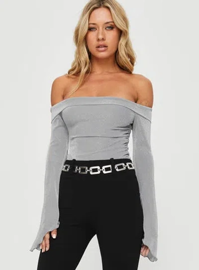 Princess Polly Tullo Off The Shoulder Bodysuit In Grey