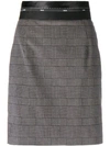 Msgm Tartan Fitted Skirt In Grey