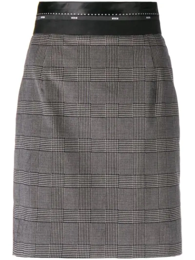 Msgm Tartan Fitted Skirt In Grey