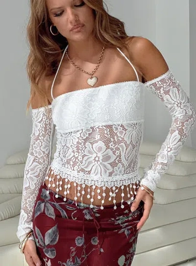 Princess Polly Lower Impact Float Lace Top In White