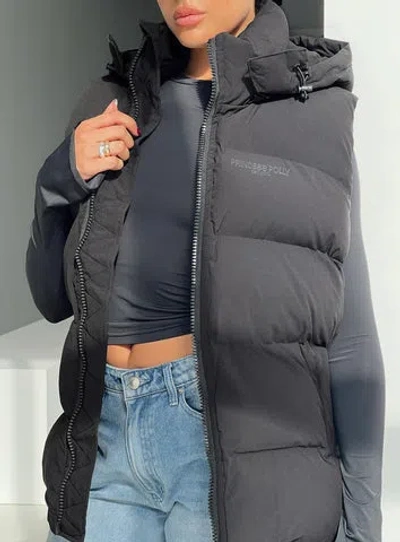 Princess Polly Dream Puff Technical Puffer Vest In Black