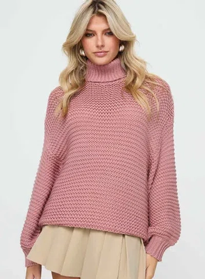 Princess Polly Lower Impact Hayworth Turtle Neck Sweater In Pink