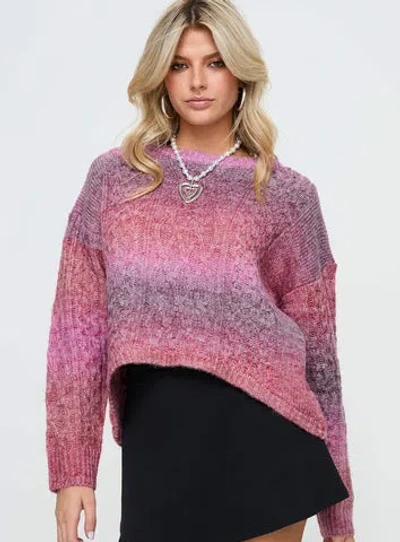 Princess Polly Pomery Cable Knit Sweater In Ombre Pink