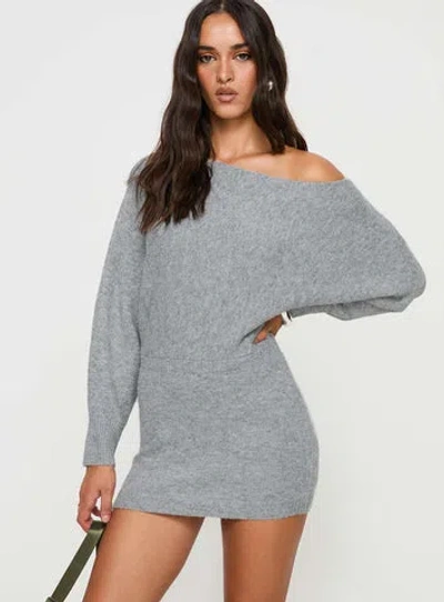 Princess Polly Lower Impact Peregrine Cold Shoulder Mini Dress In Grey