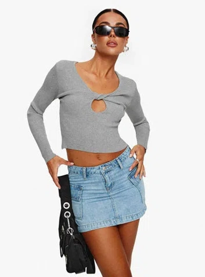 Princess Polly Zakai Cargo Denim Mini Skirt In Ice Blue