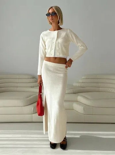 Princess Polly Lower Impact Collase Knit Maxi Skirt In White