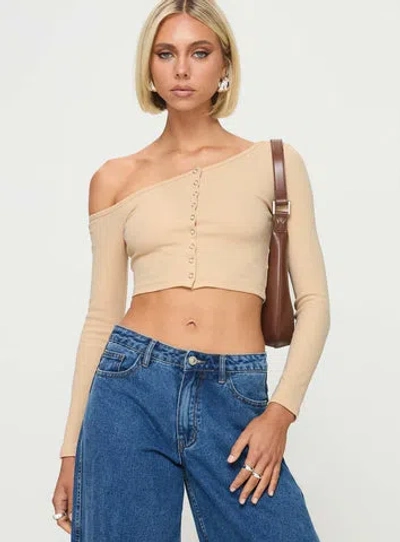 Princess Polly Lower Impact Hisie One Shoulder Top In Beige