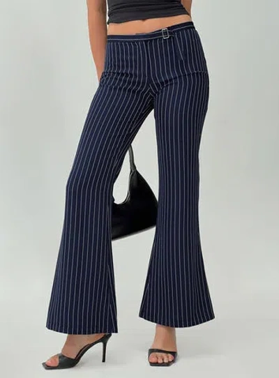 Princess Polly No One Low Waist Pinstripe Pants In Navy