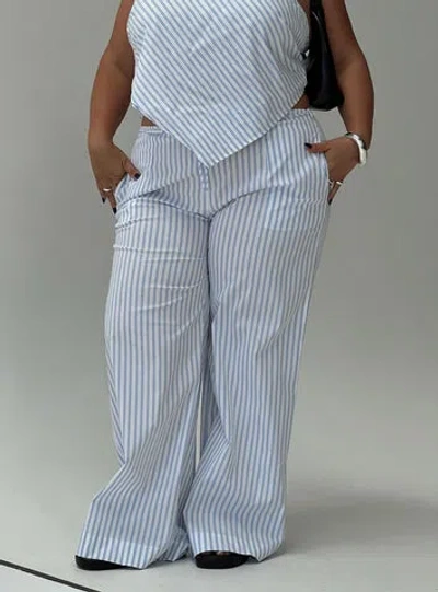 Princess Polly Curve Collied Low Rise Pants In Blue / White Stripe