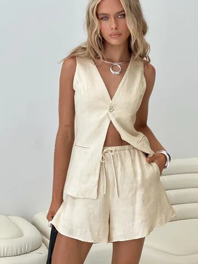 Princess Polly Lower Impact This Summer Linen Blend Shorts In Sand