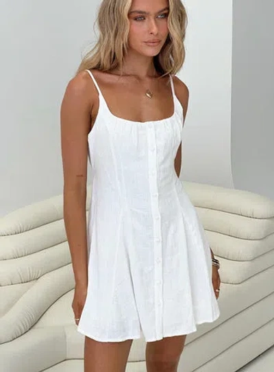 Princess Polly Lower Impact Elian Linen Blend Mini Dress In White