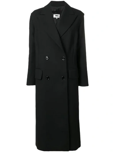 Mm6 Maison Margiela Double Breasted Coat In Black