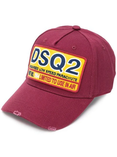Dsquared2 Logo Patch Baseball Cap In Red