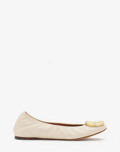 Lanvin Melodie Leather Ballerina Flat For Women In Beige 2