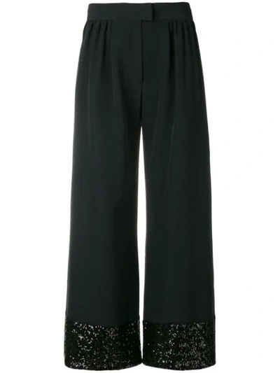 Gianluca Capannolo Sequins Embellished Flared Trousers In Black