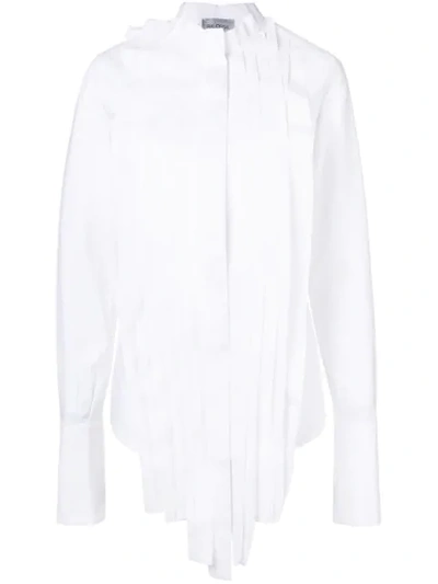 Balossa White Shirt Pleated Placket Shirt