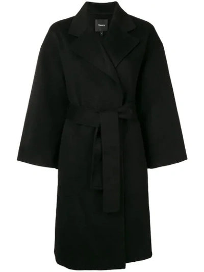 Theory Cocoon Coat In Black