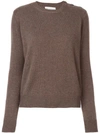 Alexandra Golovanoff Buttoned Shoulder Knitted Jumper In Choc