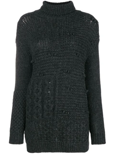 Simone Rocha Patchwork Turtleneck Sweater In Grey