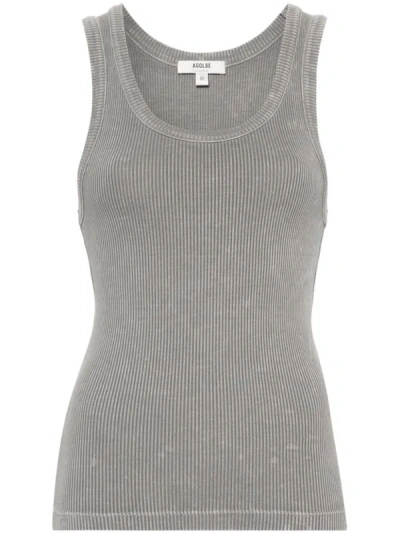 Agolde Ribbed T-shirt In Grey