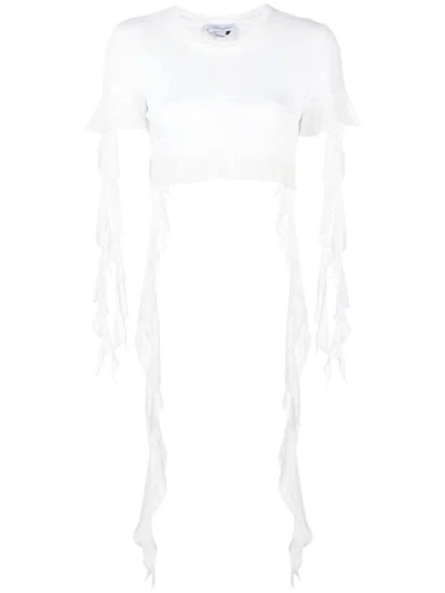 Blumarine T-shirt With Flounces And Ruffles In White