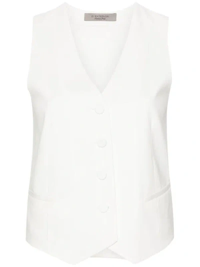 D.exterior V-neck Vest In White